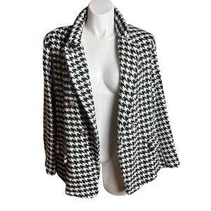 SHEIN Curve 4XL Blazer Black White Houndstooth Jacket Plus Size Alabama